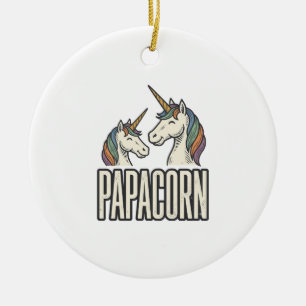 Papacorn Eenhoorn Papa Vintage Gravure T-Shirt Des Keramisch Ornament