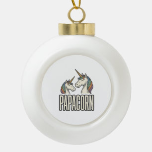 Papacorn Eenhoorn Papa Vintage Gravure T-Shirt Des Keramische Bal Ornament