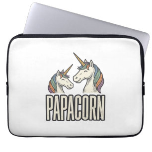 Papacorn Eenhoorn Papa Vintage Gravure T-Shirt Des Laptop Sleeve