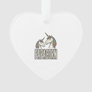 Papacorn Eenhoorn Papa Vintage Gravure T-Shirt Des Ornament