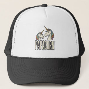 Papacorn Eenhoorn Papa Vintage Gravure T-Shirt Des Trucker Pet
