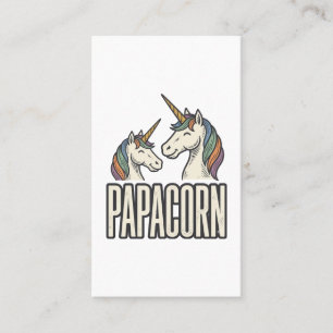 Papacorn Eenhoorn Papa Vintage Gravure T-Shirt Des Visitekaartje