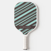 Papael Baby Blue & Latte Brown Stripes - Aangepast Pickleball Paddle (Achterkant)