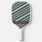 Papael Baby Blue & Latte Brown Stripes - Aangepast Pickleball Paddle (Voorkant)