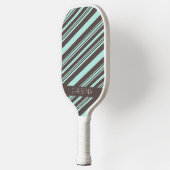 Papael Baby Blue & Latte Brown Stripes - Aangepast Pickleball Paddle (Links)