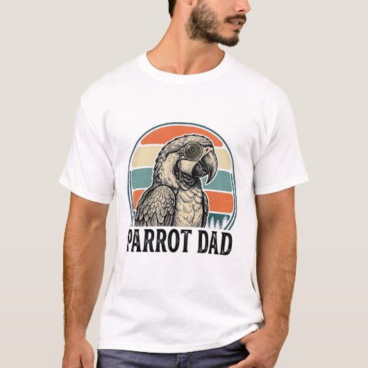 Papagaai Vader Vintage Sunset Gravure Shirt Ontwer (Voorkant)