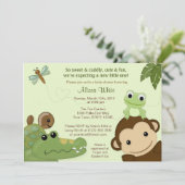 Papagayo Baby shower Invitation monkey frotle Kaart (Staand voorkant)
