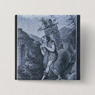 Papageno: "Ik ben de vogelvanger Vierkante Button 5,1 Cm