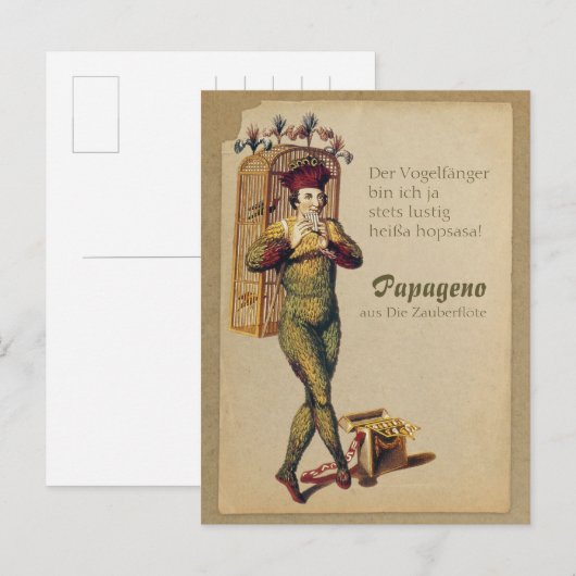 Papageno Zauberflöte Magic flute CC0839 Mozart Briefkaart (Voorkant / Achterkant)