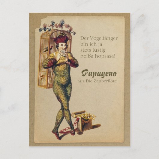 Papageno Zauberflöte Magic flute CC0839 Mozart Briefkaart (Voorkant)