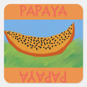 papaja-cartoon vierkante sticker