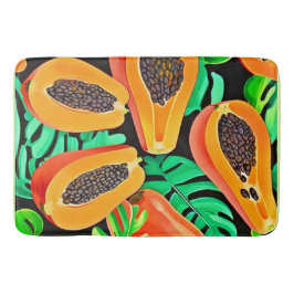 Papaja en bladeren vers patroon badmat