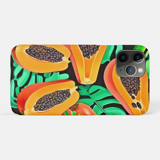 Papaja en bladeren vers patroon Case-Mate iPhone case (Achterkant (horizontaal))