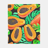 Papaja en bladeren vers patroon fleece deken (Voorkant)