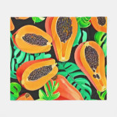 Papaja en bladeren vers patroon fleece deken (Voorkant (Horizontaal))