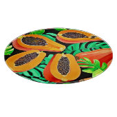 Papaja en bladeren vers patroon snijplank (Hoek)