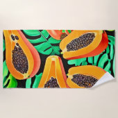 Papaja en bladeren vers patroon strandlaken (Voorkant)