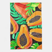 Papaja en bladeren vers patroon theedoek (Verticaal)