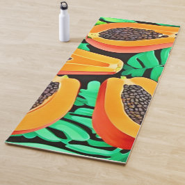 Papaja en bladeren vers patroon yogamat