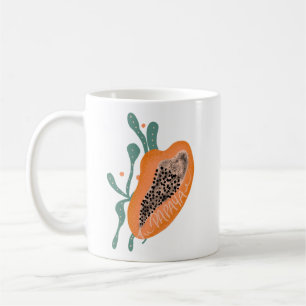 Papaja Handgetekende Lettering Tropisch Fruit Koffiemok