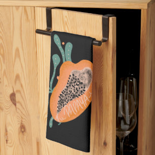 Papaja Handgetekende Lettering Tropisch Fruit Theedoek