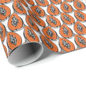 Papaja houtskool tekenpatroon. Cadeaupapier (Rol Hoek)