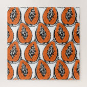 Papaja houtskool tekenpatroon. Legpuzzel (Verticaal)