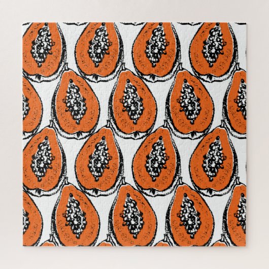  Papaja houtskool tekenpatroon. Legpuzzel (Verticaal)