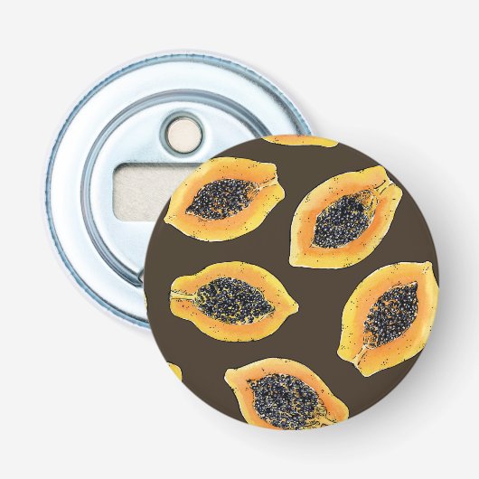 Papaja snijdt donkerbruin button flesopener (Voorkant)