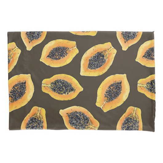 Papaja snijdt donkerbruin kussensloop (Voorkant)