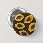 Papaja snijdt donkerbruin ronde button 5,7 cm (Voorkant /achterkant)