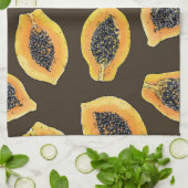 Papaja snijdt donkerbruin theedoek (Gevouwen)