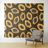 Papaja snijdt donkerbruin wandkleed (In Situ (horizontaal))