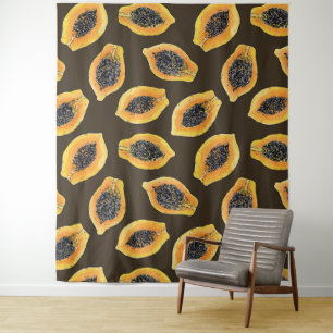 Papaja snijdt donkerbruin wandkleed