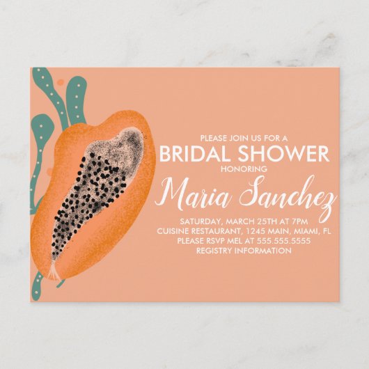 Papaja Tropisch Fruit Abstract Bruidsmeisje Shower Briefkaart (Voorkant)