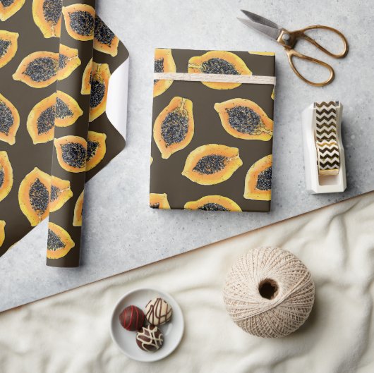 Papajaplaatjes op donkerbruin cadeaupapier (Crafts)