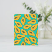 Papajaplaatjes op turquoise briefkaart (Staand voorkant)
