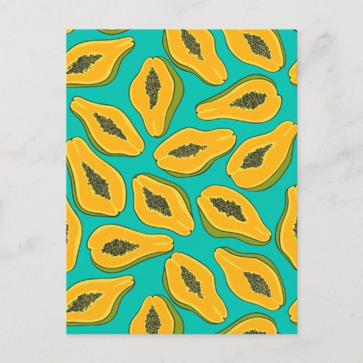 Papajaplaatjes op turquoise briefkaart (Voorkant)
