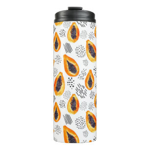 Papaja's: abstracte waterverf. thermosbeker
