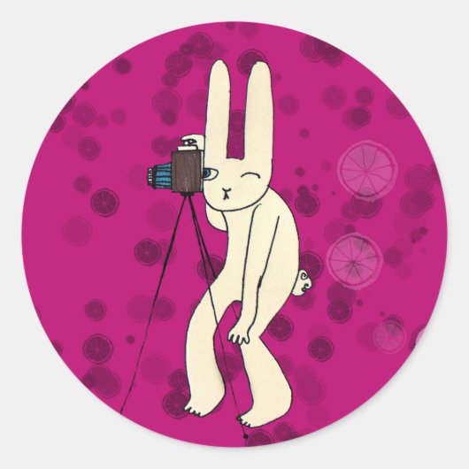 Paparazi in roze ronde sticker (Voorkant)