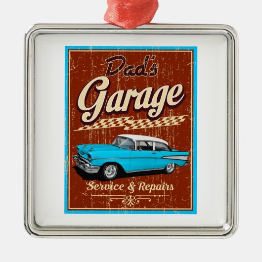 Papa's aangepaste blauwe kleding metalen ornament (Voorkant)