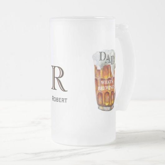 Papa's aangepaste monogram naam op Terug Bevroren Matglas Bierpul (Voorkant rechts)