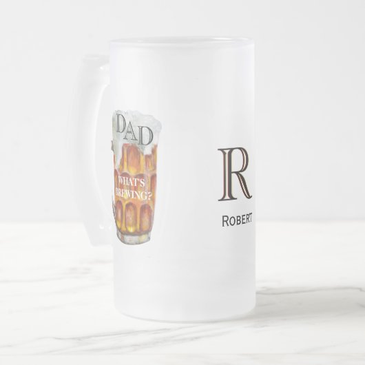Papa's aangepaste monogram naam op Terug Bevroren Matglas Bierpul (Voorkant links)