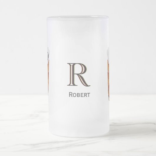 Papa's aangepaste monogram naam op Terug Bevroren Matglas Bierpul (Center)