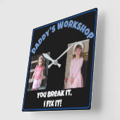 Papa's 'Add Jouw naam' Vierkante Klok (Hoek)