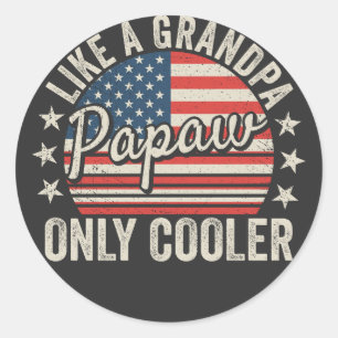 Papa's als een opa alleen koelere vlag van de VS Ronde Sticker