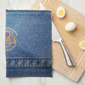 Papa's Authentieke Backyard BBQ All-Over Denim Pri Theedoek (Quarter Fold)