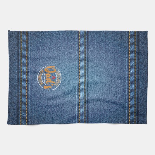 Papa's Authentieke Backyard BBQ All-Over Denim Pri Theedoek (Horizontaal)