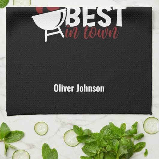 Papa's barbecue de beste in de stad Vaderdag Theedoek (Gevouwen)