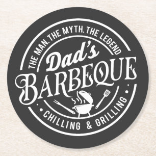 Papa's Barbeque   Man, Mythe, Legende Ronde Kartonnen Onderzetter